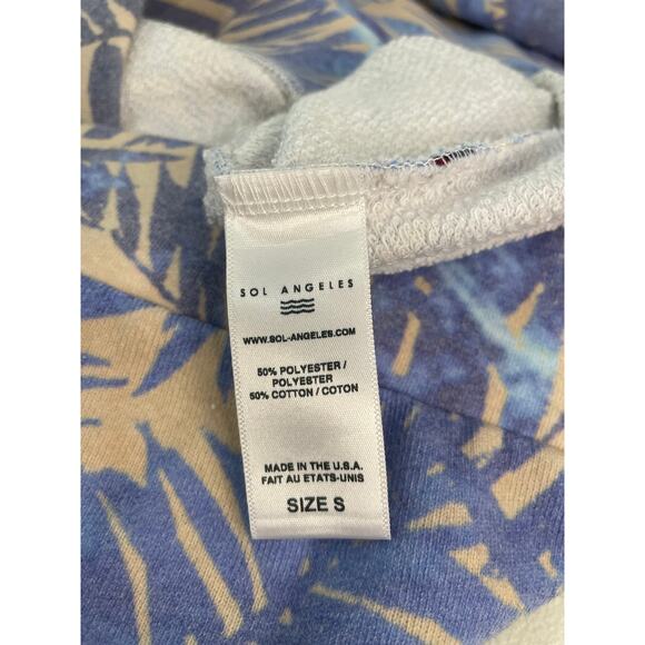 SOL Los Angeles Sweatshirt S – Blue Leaf Print, Cream, Made in USA, EUC - Picture 5 of 7